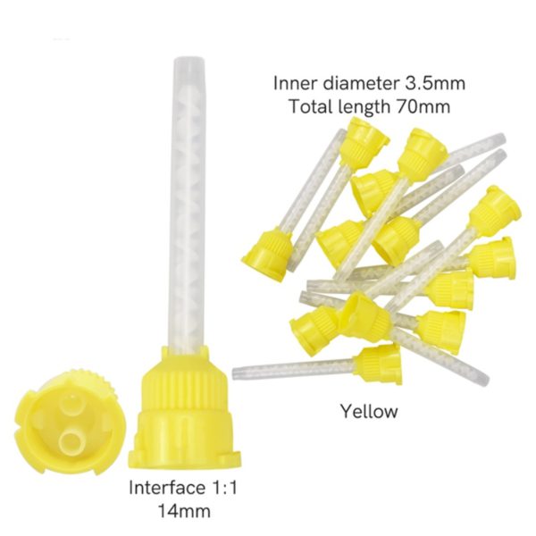 Đầu trộn Silicon màu vàng tỷ lệ 1:1 (50 cây/gói)